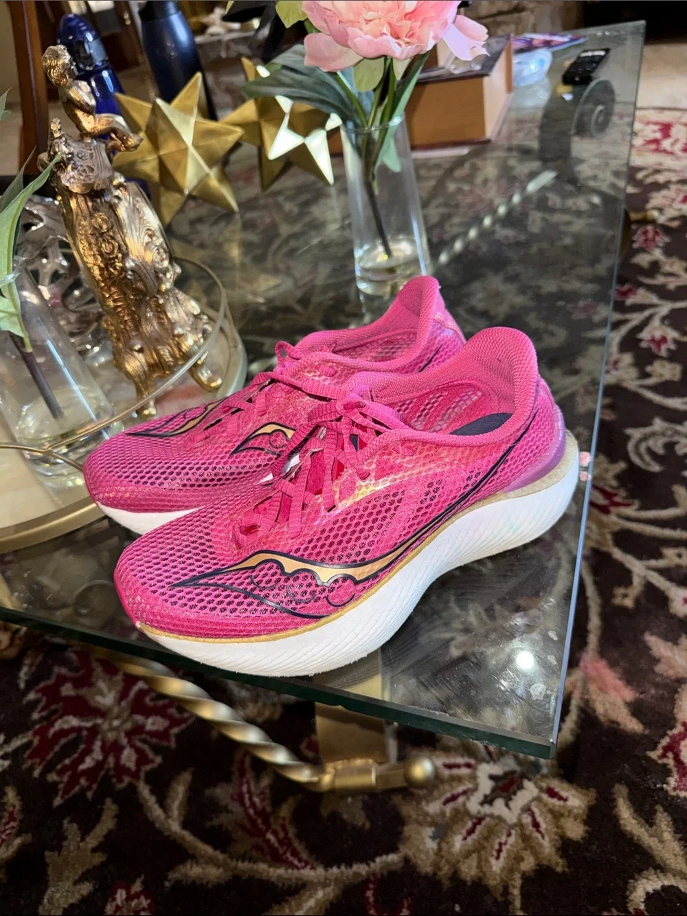 Saucony Hot Pink Women's Athletic Running Shoes with White Sole